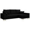 ECKSOFA Dorian Cord Schwarz - Goldfarben/Schwarz, Textil/Metall (242/138cm) - MKS