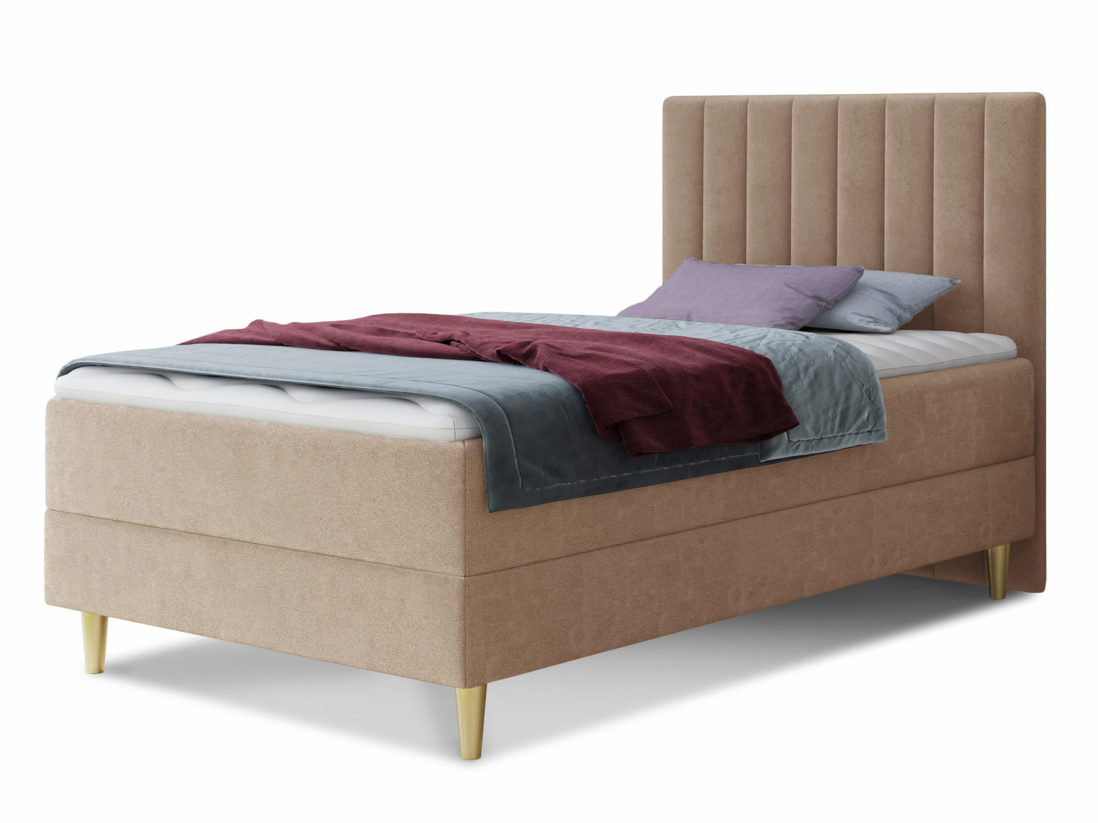 BOXBETT Gold Mini - 80x200 - Beige (Manila 02, Velvet) - Gelb/Beige, Holz/Holzwerkstoff (80/200cm) - Sofnet