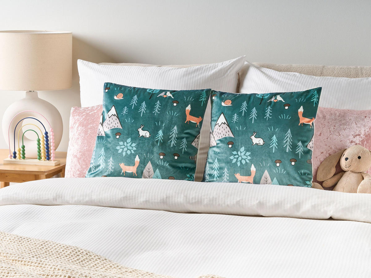 KINDERKISSEN 2er-Set Mintgrün 45/45 cm Foothill - Mintgrün, Textil (45/45cm) - Beliani