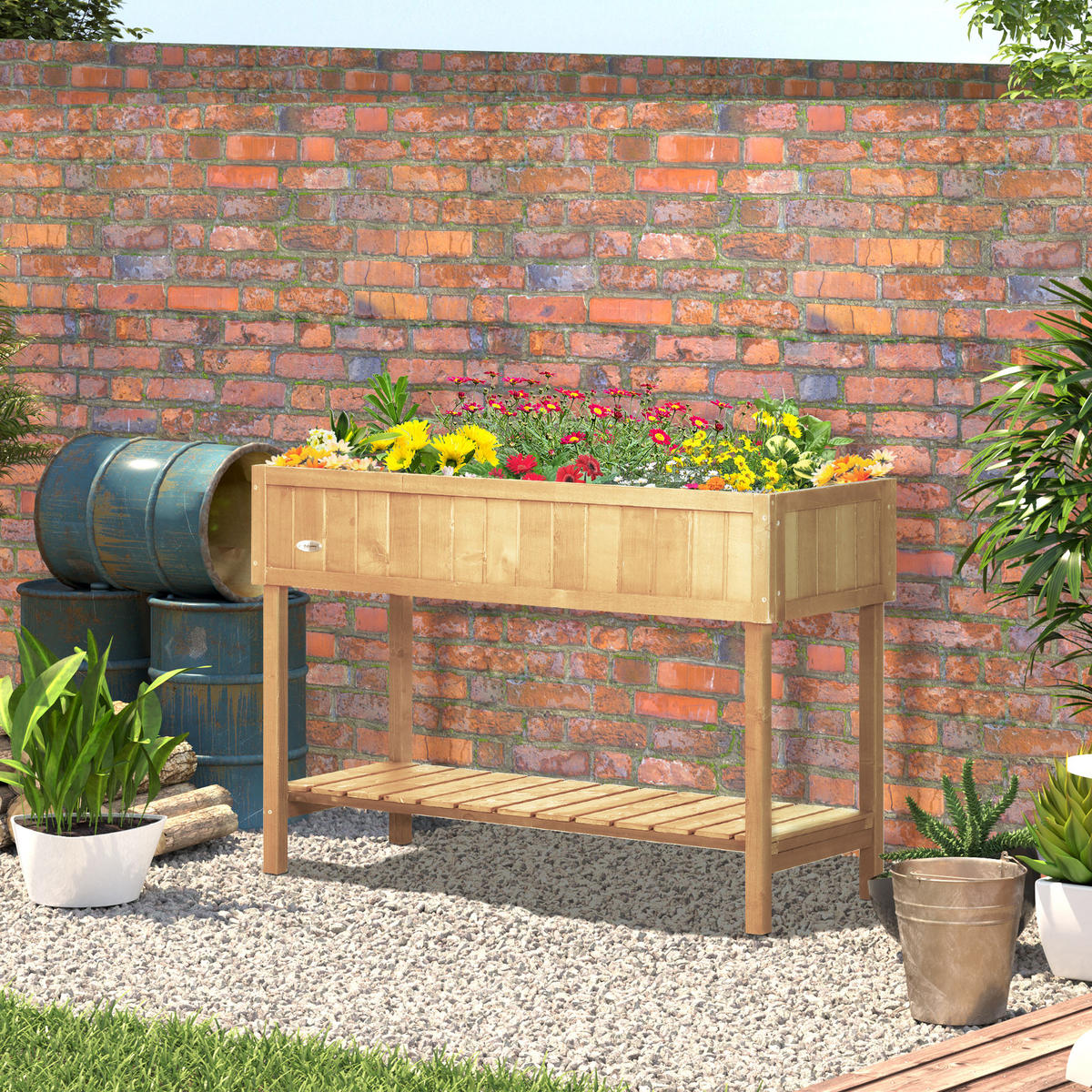 HOCHBEET DE-15965 mit 8 Fächern Naturholz - Naturfarben, Holzwerkstoff (110/76/46cm) - ComfortXL