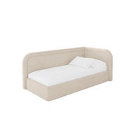 EINZELLBETT Jugendbett mit Bettkasten, Links - JOVY 80x200 Beige - Creme, Holzwerkstoff/Textil (80/200cm) - ALTDECOR