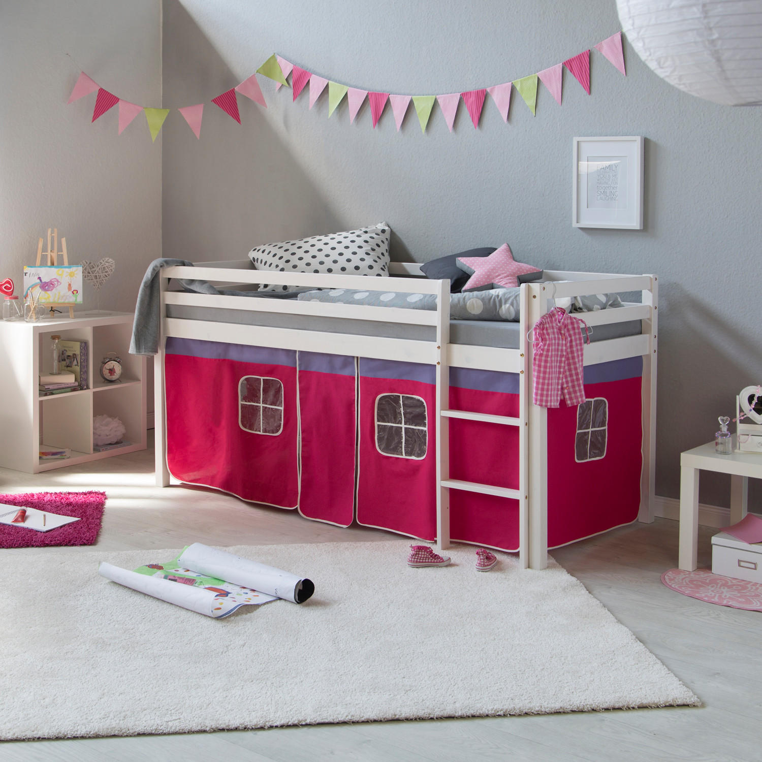HOCHBETT Lattenrost 90/200 cm Pink - Pink/Weiß, Holz - Homestyle4u