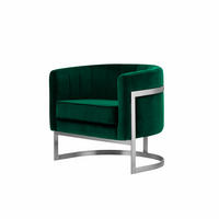 DESIGNSESSEL Glam Elegance – Individuell gefertigter Design-Sessel mit Edelstahlrahmen - Smaragdgrün/Silberfarben, Textil/Metall (75/71/68cm) - Fortisline