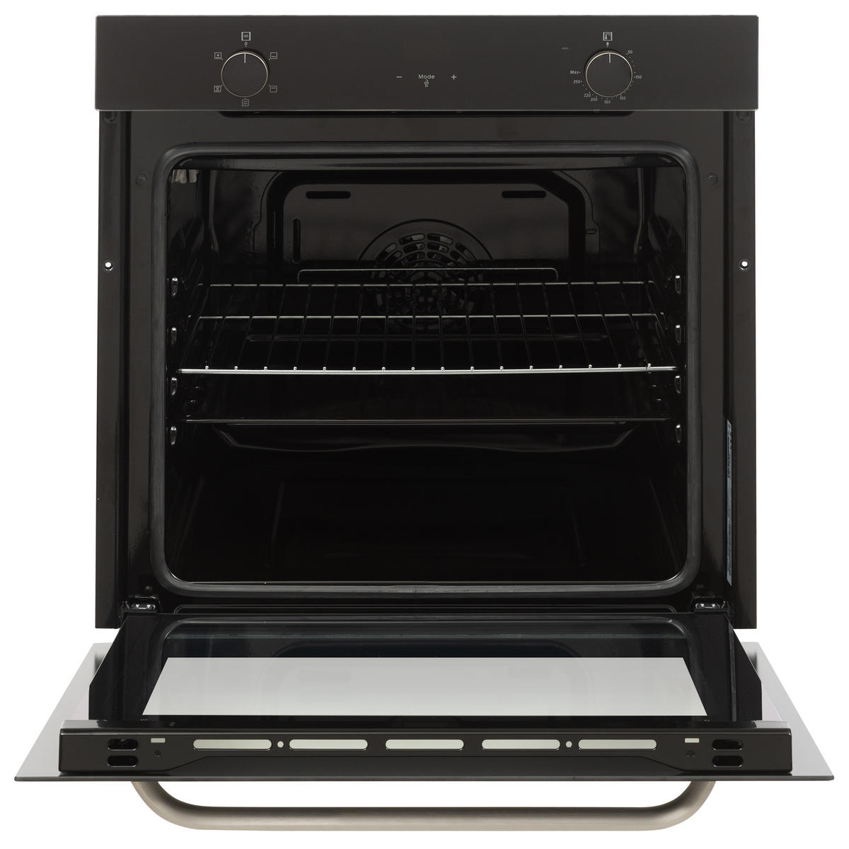 EINBAUBACKOFEN, autark, 73 Liter Volumen, 60 cm Backofen, 5 Betriebsarten, Edelstahl, Umluft/Ober-Unterhitze, einfache Reinigung, B-OV-75-A-I - Schwarz, Metall (59.5/59.5/57.5cm) - Telefunken