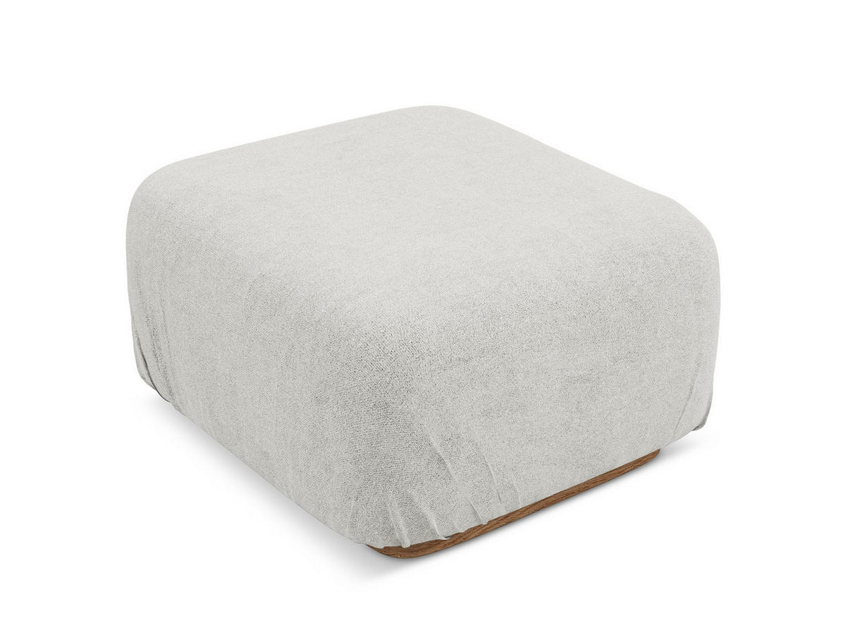 POUF Bouclé Stoff Grau - Silberfarben/Braun, Holz/Textil (83/95/41cm) - Makamii