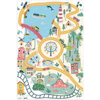 KINDERTEPPICH Riesenrad - Stadt - Tiere - Auto - Kinder 70x105 cm - Multicolor, Kunststoff (70/105cm) - MuchoWow