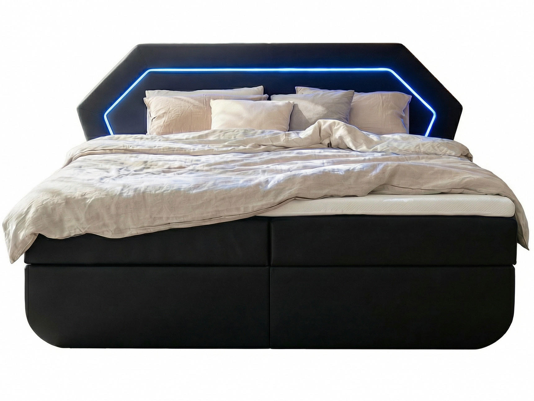 BOXBETT Phoenix schwarz 180/200 cm mit premium Topper - Schwarz, Textil (180/200cm) - wonello