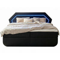 BOXBETT Phoenix schwarz 180/200 cm mit premium Topper - Schwarz, Textil (180/200cm) - wonello