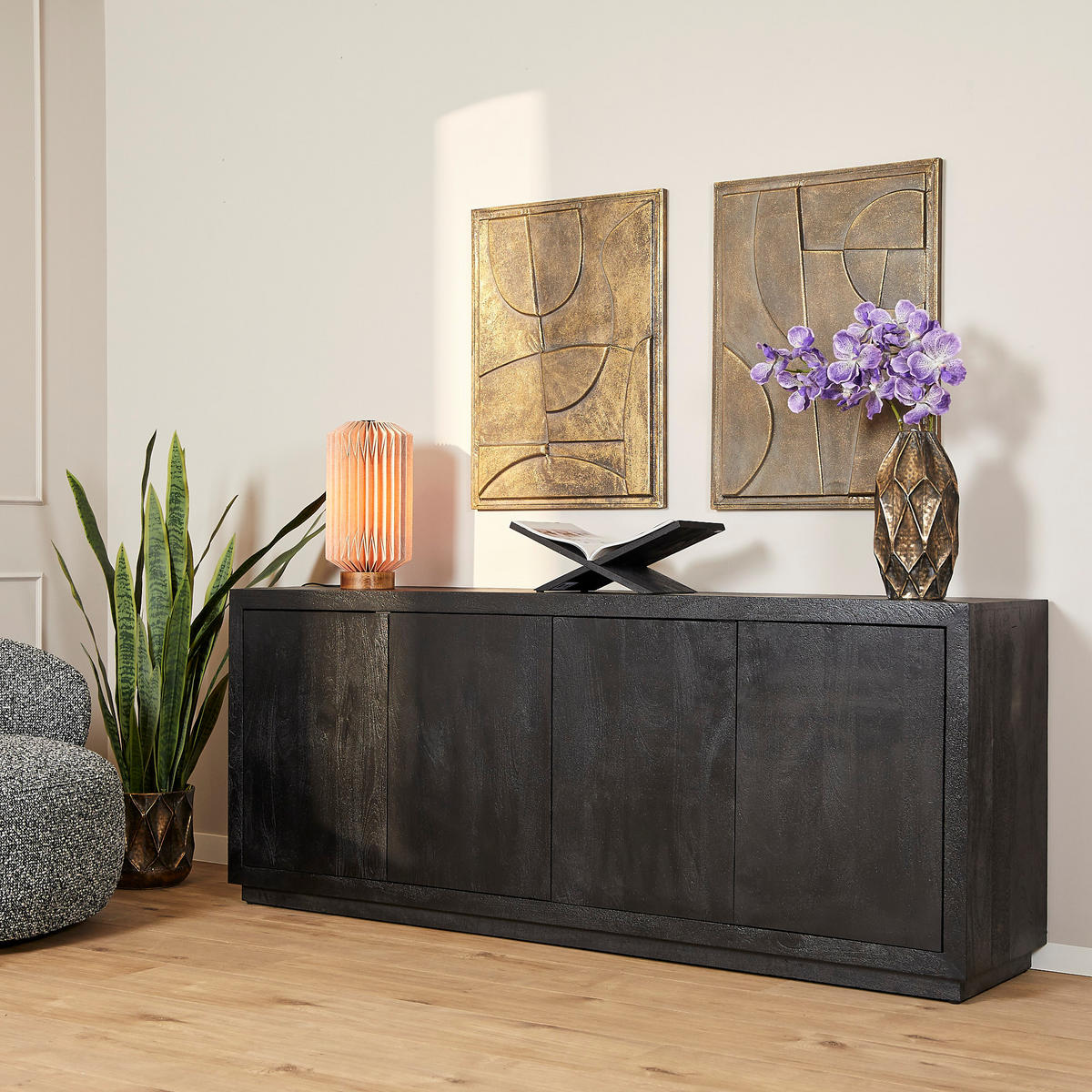 SIDEBOARD Brussel Schwarz 45/200/80 cm - Schwarz, Holz (200/80/45cm) - Starfurn