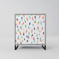 SIDEBOARD ENERGETIC SPOTS, Grau, 57,5x42x67,5 cm, Schwarze Metall-Rahmenfüße - Multicolor/Schwarz, Holzwerkstoff/Metall (57.5/67.5/42cm) - SpaceRebels