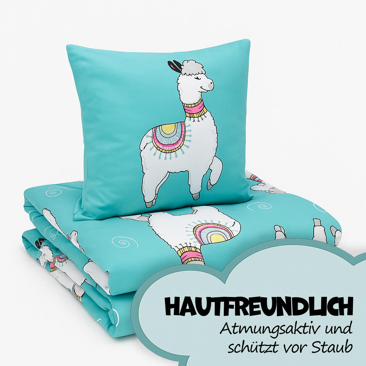BETTWÄSCHE 2 tlg. mit Motiv 135x200 cm Lama - Multicolor, Textil (135/200cm) - Bestlivings