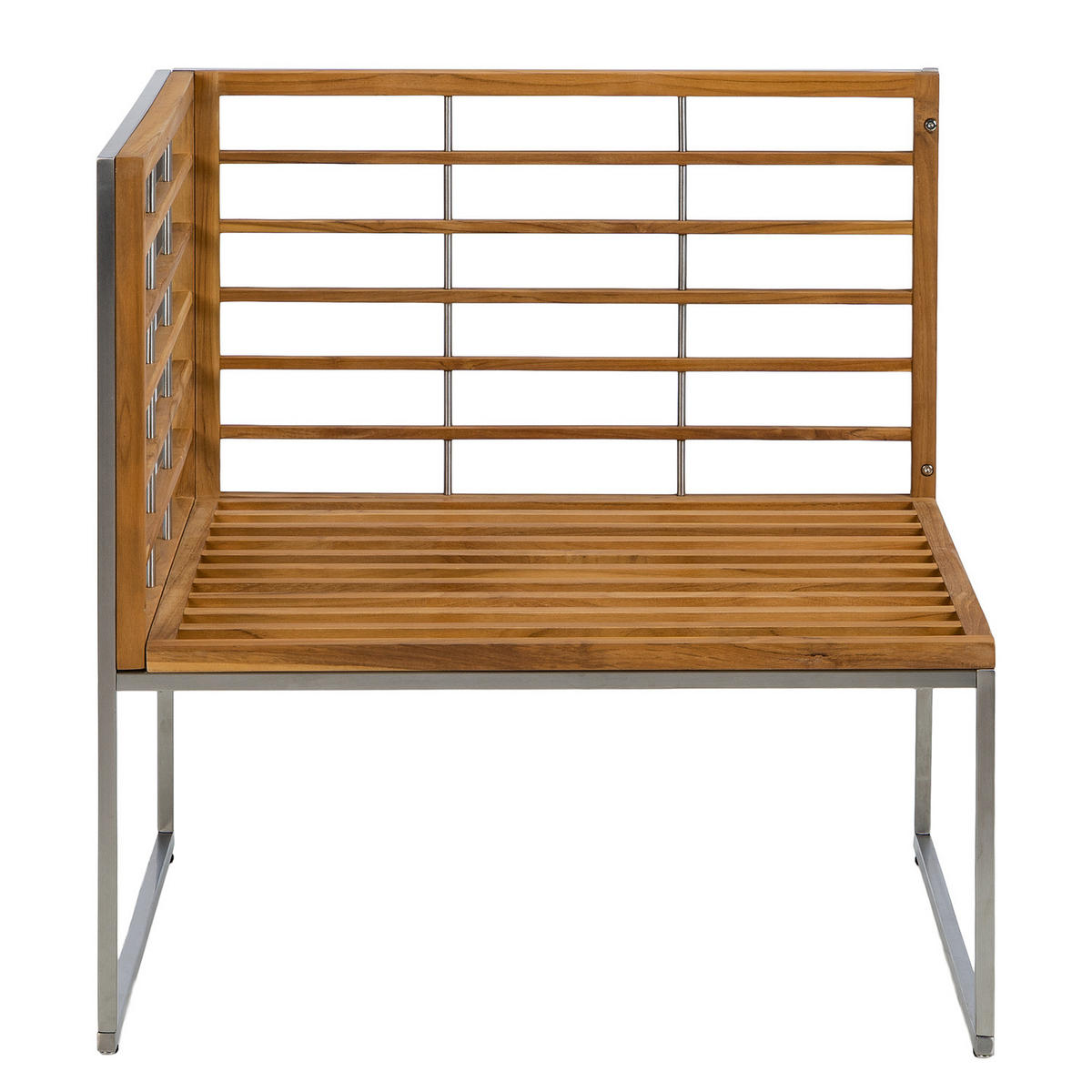 LOUNGEECKE - Webstoff / Teak massiv - Anthrazit, Holz/Textil (70/74/70cm) - home24