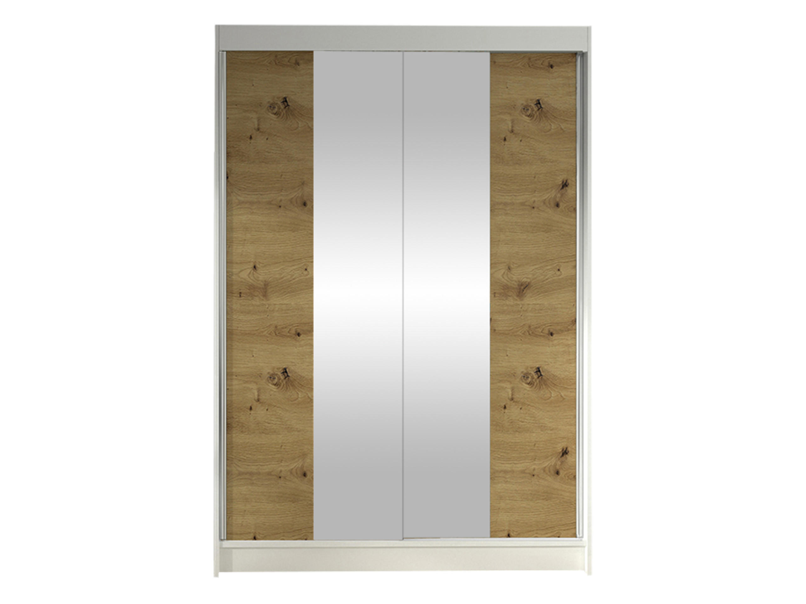 SCHWEBETÜRENSCHRANK Lino II - Weiß/Eiche Artisan, Holzwerkstoff/Metall (120/200/58cm) - MIRJAN24