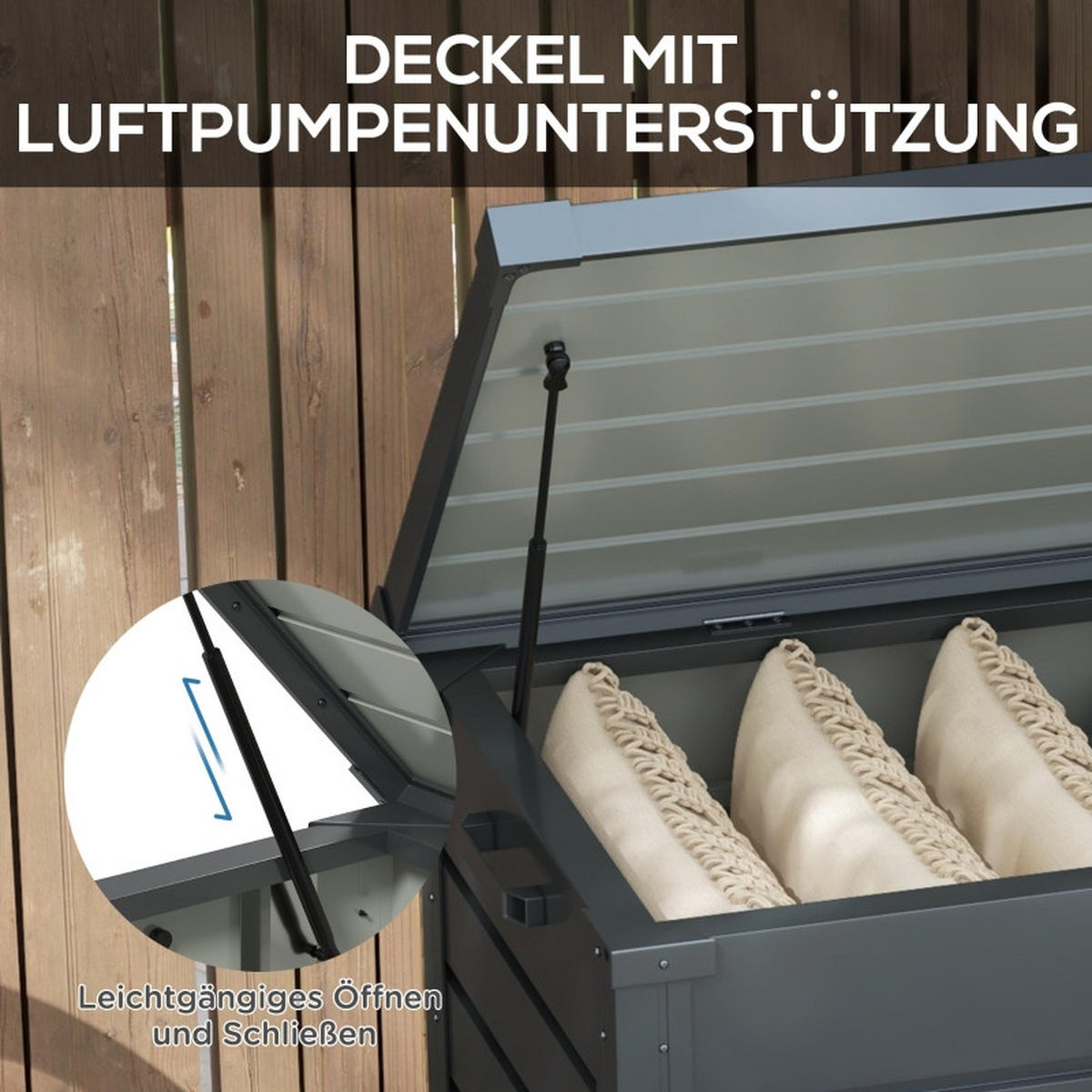 AUFLAGENBOX Outdoor Dunkelgrau - Grau, Metall (62/66/120cm) - ComfortXL