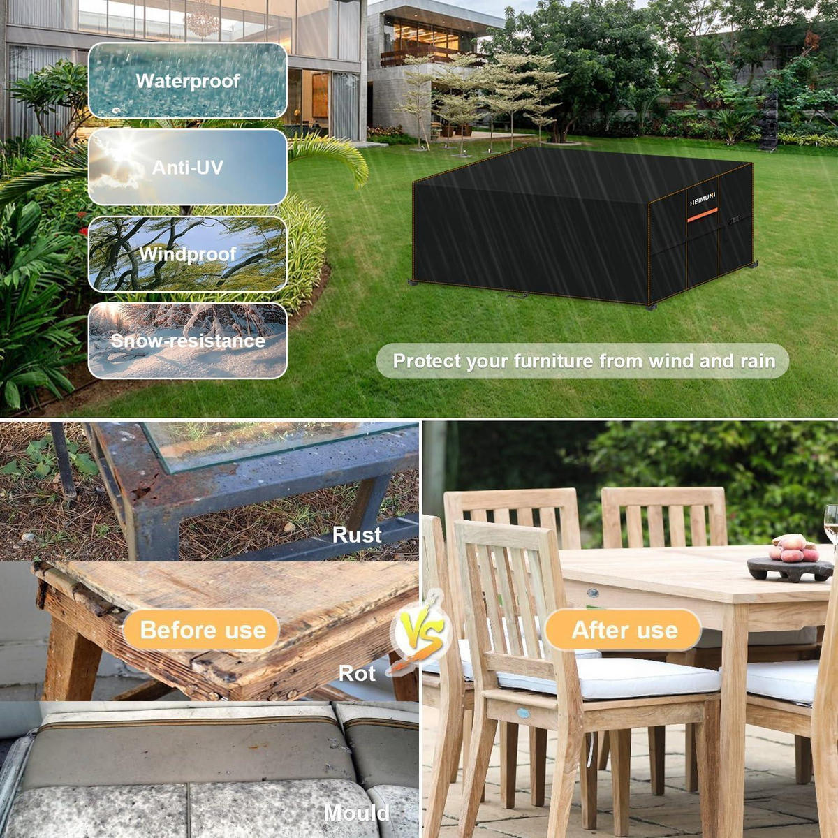 GARTENMÖBEL Abdeckung Wasserdicht 245 x 100 x 80 cm - Schwarz, Kunststoff (100/80/245cm)