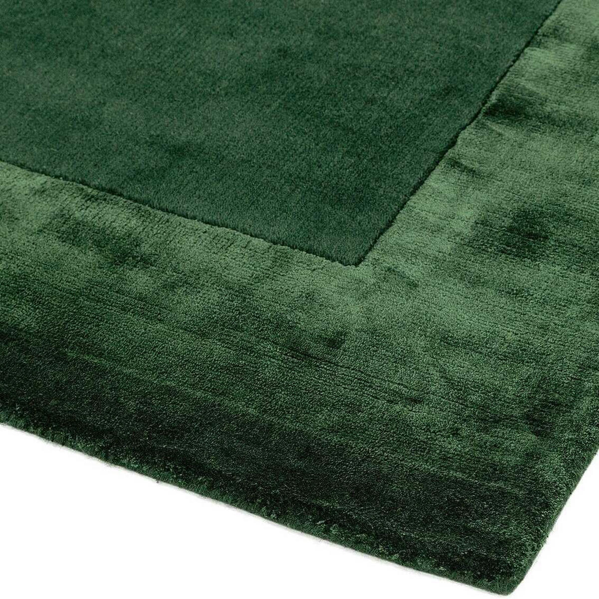 TEPPICH Wolle handgewebt einfarbig mit Viskosebordüre TYNE, Grün 200x290 cm - Grün, Textil (200/290cm) - KADIMA DESIGN