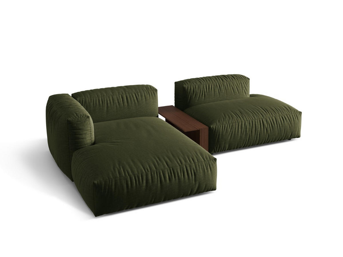 ECKSOFA modular links Martina aus strukturiertem Stoff grün 2 Sitzplätze - Grün, Textil (176/285cm) - Micadoni