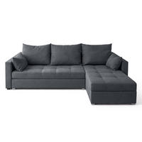 ECKSOFA Universelle L Form Elif Dunkelgrau 220/140/85 cm stilvolle mit Schlaffunktion - Dunkelgrau/Silberfarben, Kunststoff/Textil (220/140cm) - AX Living