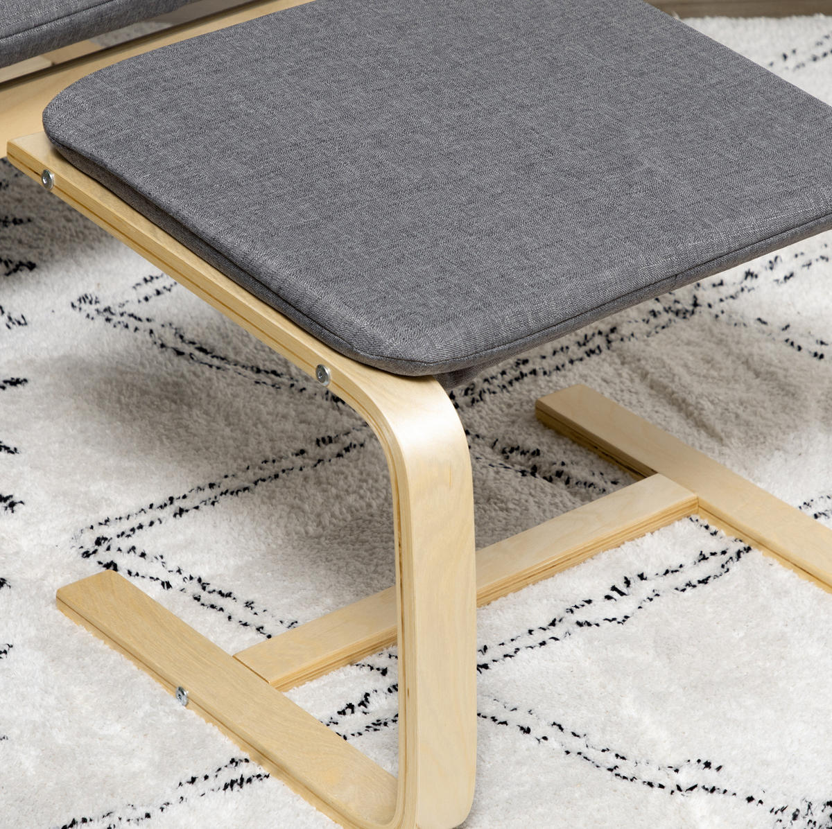 RELAXSESSEL 66.5/99/80 cm Grau aus Leinen mit Fußhocker - Grau, Textil (80/99/66.5cm) - OKMYHOME
