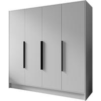 DREHTÜRENSCHRANK Pavia ohne Spiegel, Weiß mit mit schwarzen Griffen, 200 cm - Weiß, Holzwerkstoff (200/200/51cm) - Beautysofa