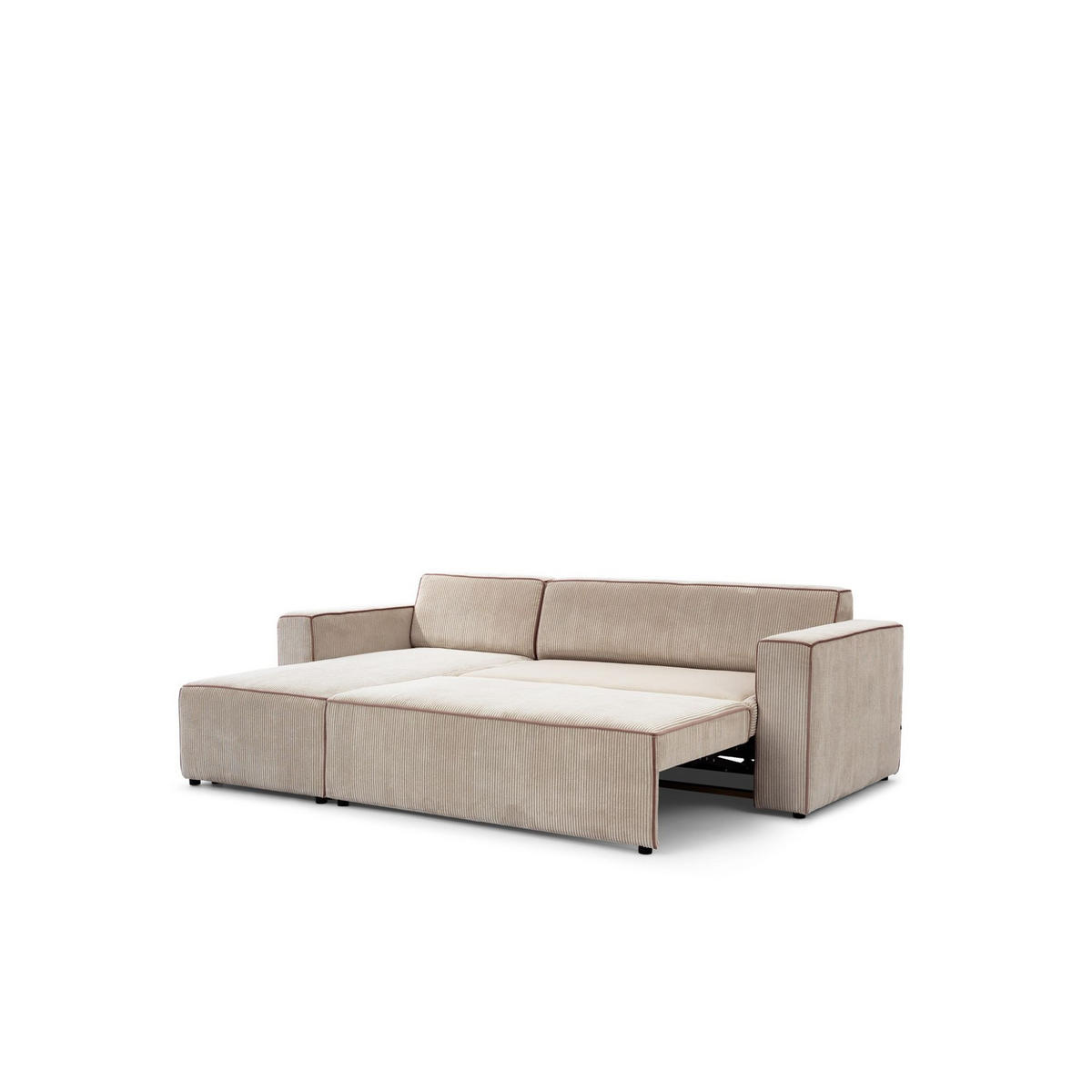 ECKSOFA Schlafsofa Waldo In Poso - Beige, Holzwerkstoff/Textil (260/173cm) - Fun Möbel