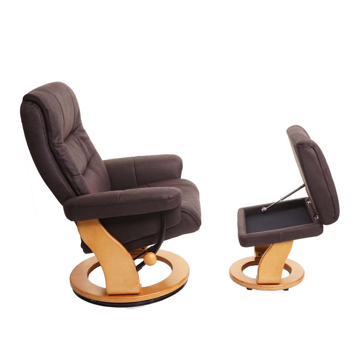 RELAXSESSEL MIT HOCKER Schwarz, Braun - Schwarz/Braun, Textil (81/105/92cm) - MCA
