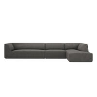 ECKSOFA rechts Ruby aus Cord dunkelgrau 5 Sitzplätze - Dunkelgrau, Textil (180/366cm) - Micadoni