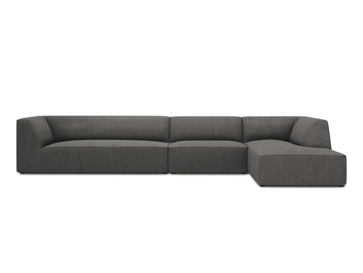 ECKSOFA rechts Ruby aus Cord dunkelgrau 5 Sitzplätze - Dunkelgrau, Textil (180/366cm) - Micadoni