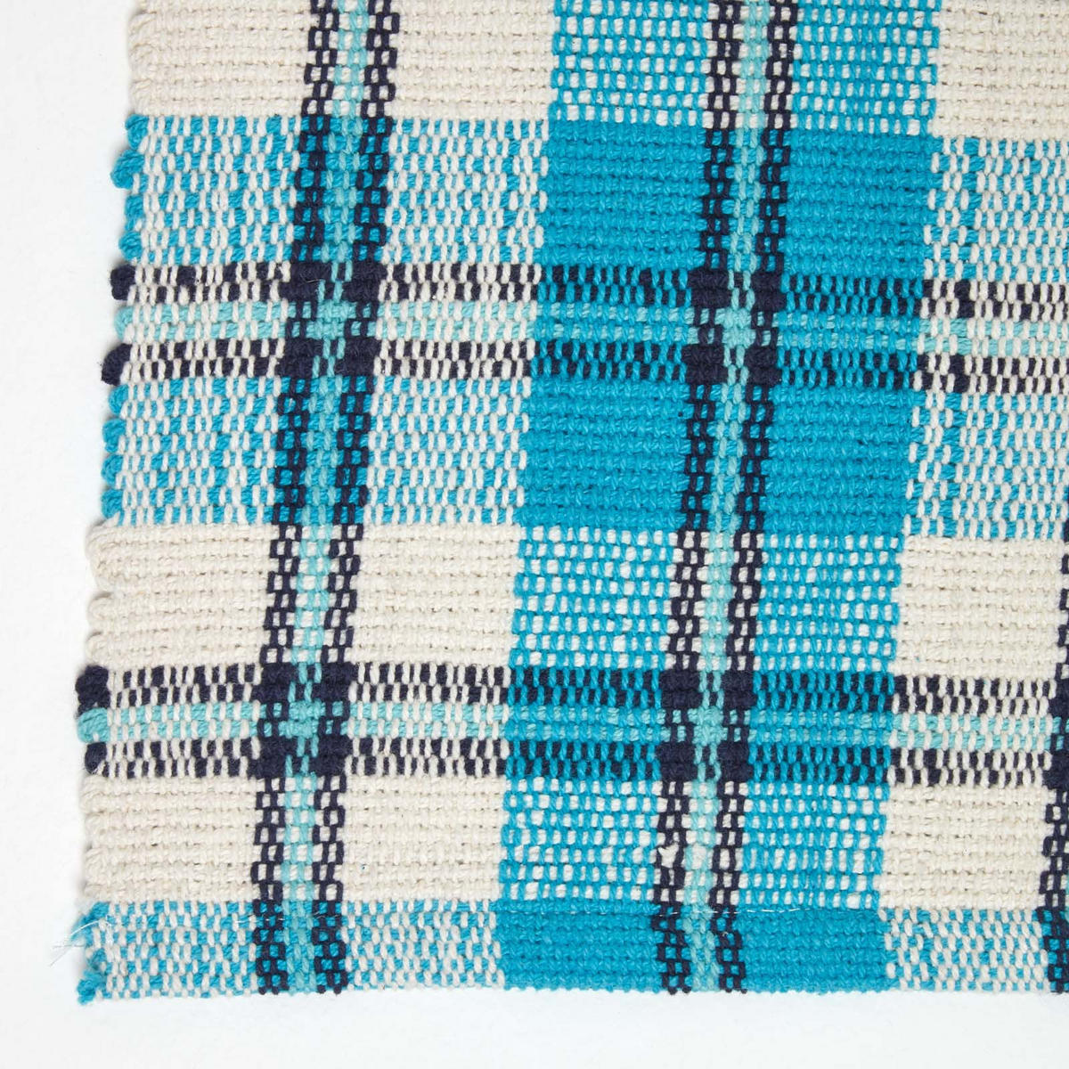 TEPPICHLÄUFER Irvine, Baumwolle kariert 66/200 cm - Blau, Textil (66/200cm) - Homescapes