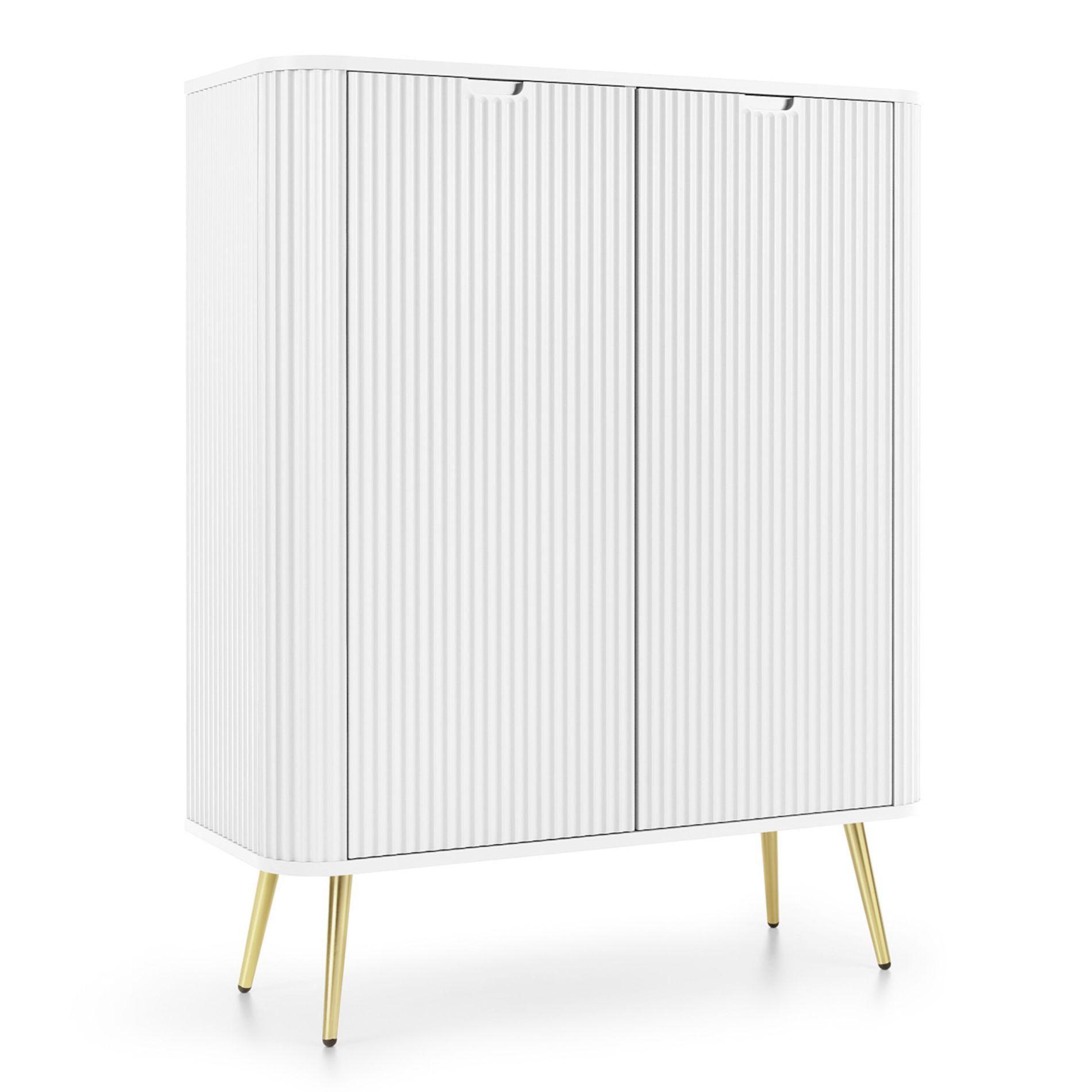 HIGHBOARD Zova Weiß 103 cm - Goldfarben/Weiß, Holzwerkstoff/Metall (103/129/39cm) - Selsey