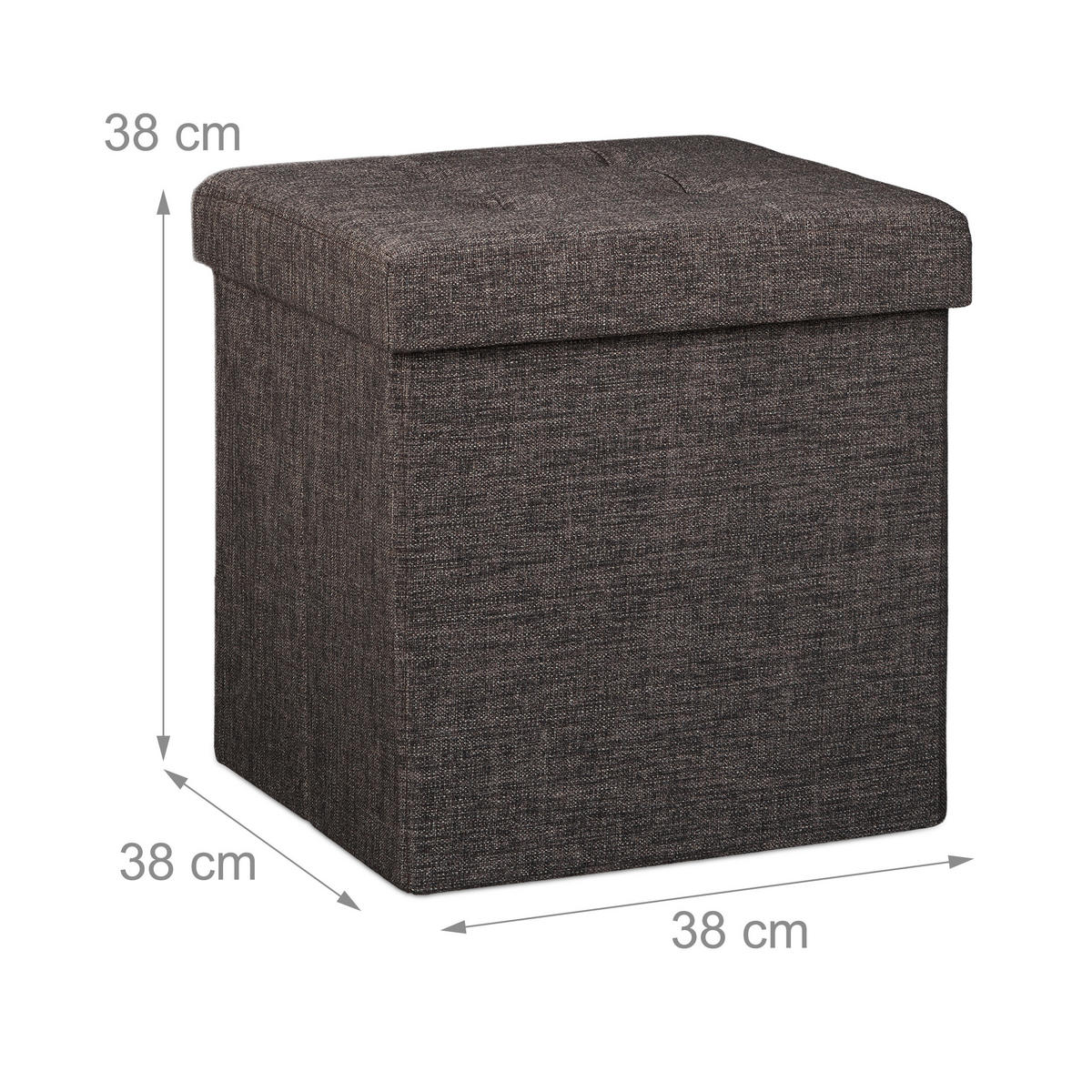 FALTBARER Sitzhocker - Braun, Holzwerkstoff/Textil (38/38/38cm) - Relaxdays