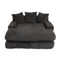 BIGSOFA 125/155/63 cm in Schwarz – bodennahes Kordsofa mit 3 Kissen - Schwarz, Textil (63/125/155cm) - BEAOK