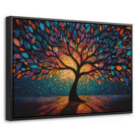 LEINWAND Bilder mit Rahmen - Mosaik - Bunt - Baum - Äste - 30x20 - Multicolor, Textil (30/20cm) - MuchoWow