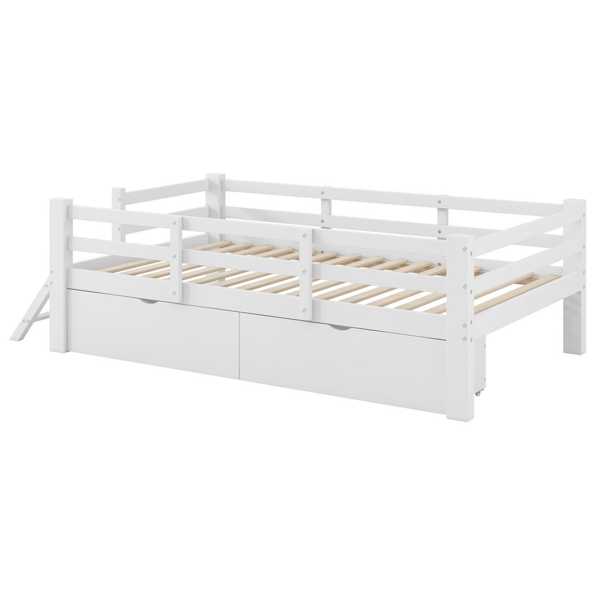 KINDERBETT 90/200 cm in Weiß mit 2 Schubladen - Weiß, Holz/Holzwerkstoff (90/200cm) - WISHDOR
