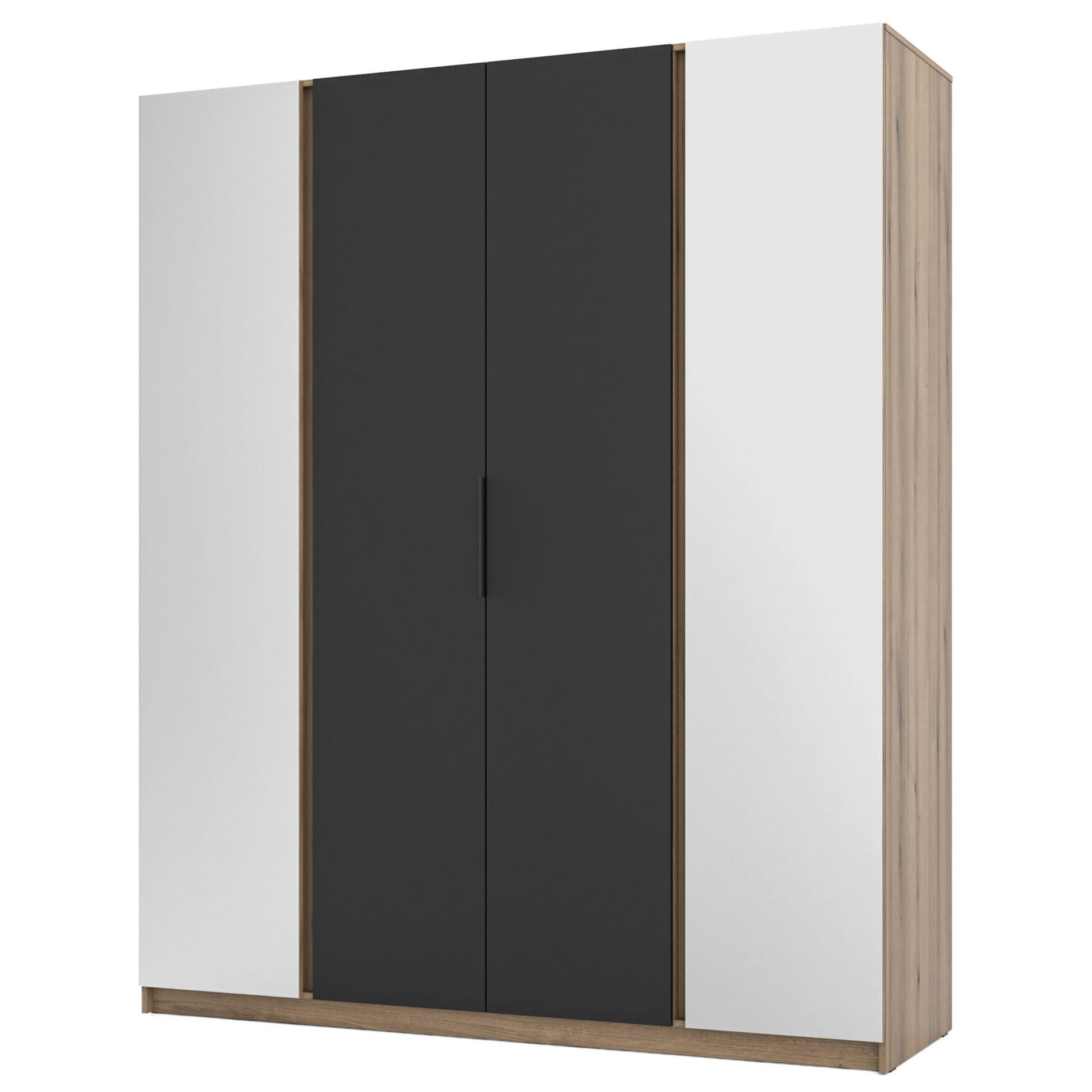 KLEIDERSCHRANK Kaja Schwarz/Eiche 200 cm - Schwarz, Holzwerkstoff/Metall (200/239/61.9cm) - Selsey