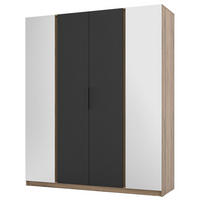 KLEIDERSCHRANK Kaja Schwarz/Eiche 200 cm - Schwarz, Holzwerkstoff/Metall (200/239/61.9cm) - Selsey