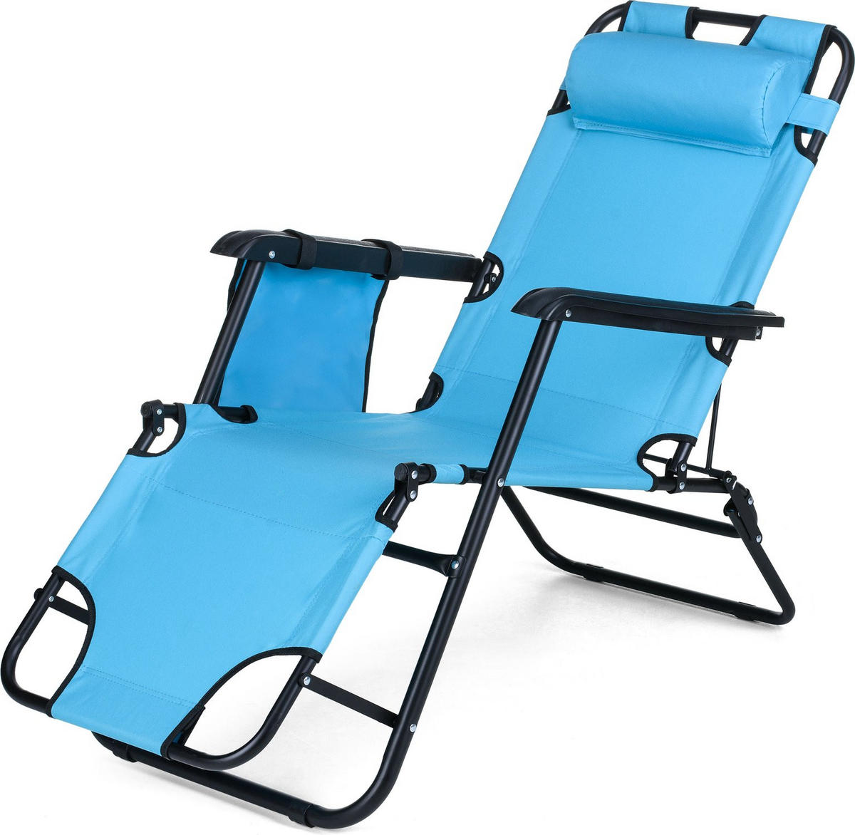 GARTEN-RELAXSESSEL bis 150 kg, Klappbar - Blau, Textil (61/31/153cm) - Outtec