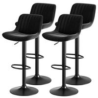 BARHOCKER 4er-Set Schwarz mit Samtbezug, höhenverstellbar und 360° drehbar - Schwarz, Metall (47/87/46cm) - PANGIVO