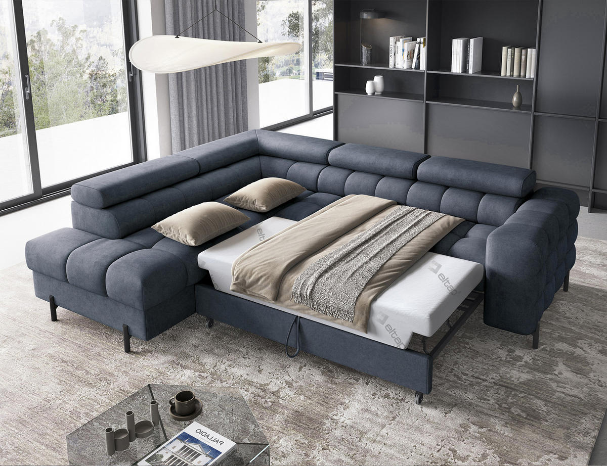 ECKSOFA Ferrucio L - Anthracite (Aura 40) - Anthrazit, Holzwerkstoff (276/200cm) - Möblo