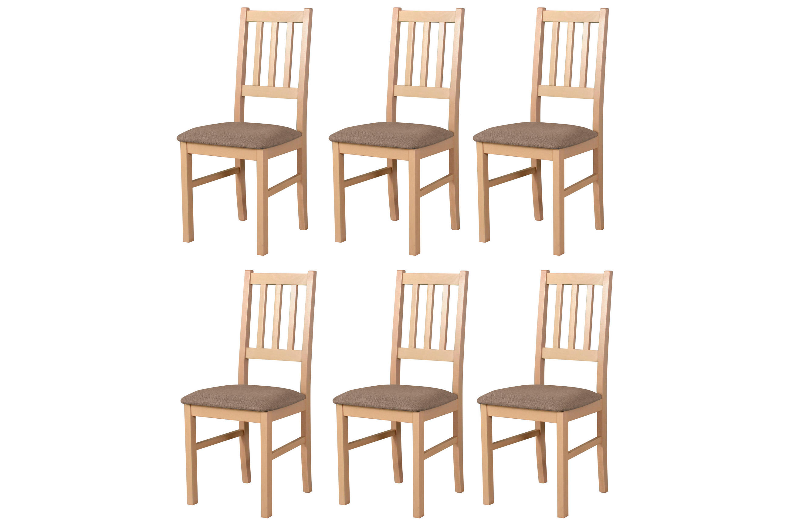 STUHL Bos 4 (6er Set) - Bronzefarben/Sonoma Eiche, Holz (43/94/40cm) - Leaf Design