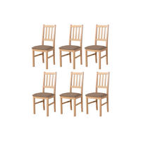 STUHL Bos 4 (6er Set) - Bronzefarben/Sonoma Eiche, Holz (43/94/40cm) - Leaf Design