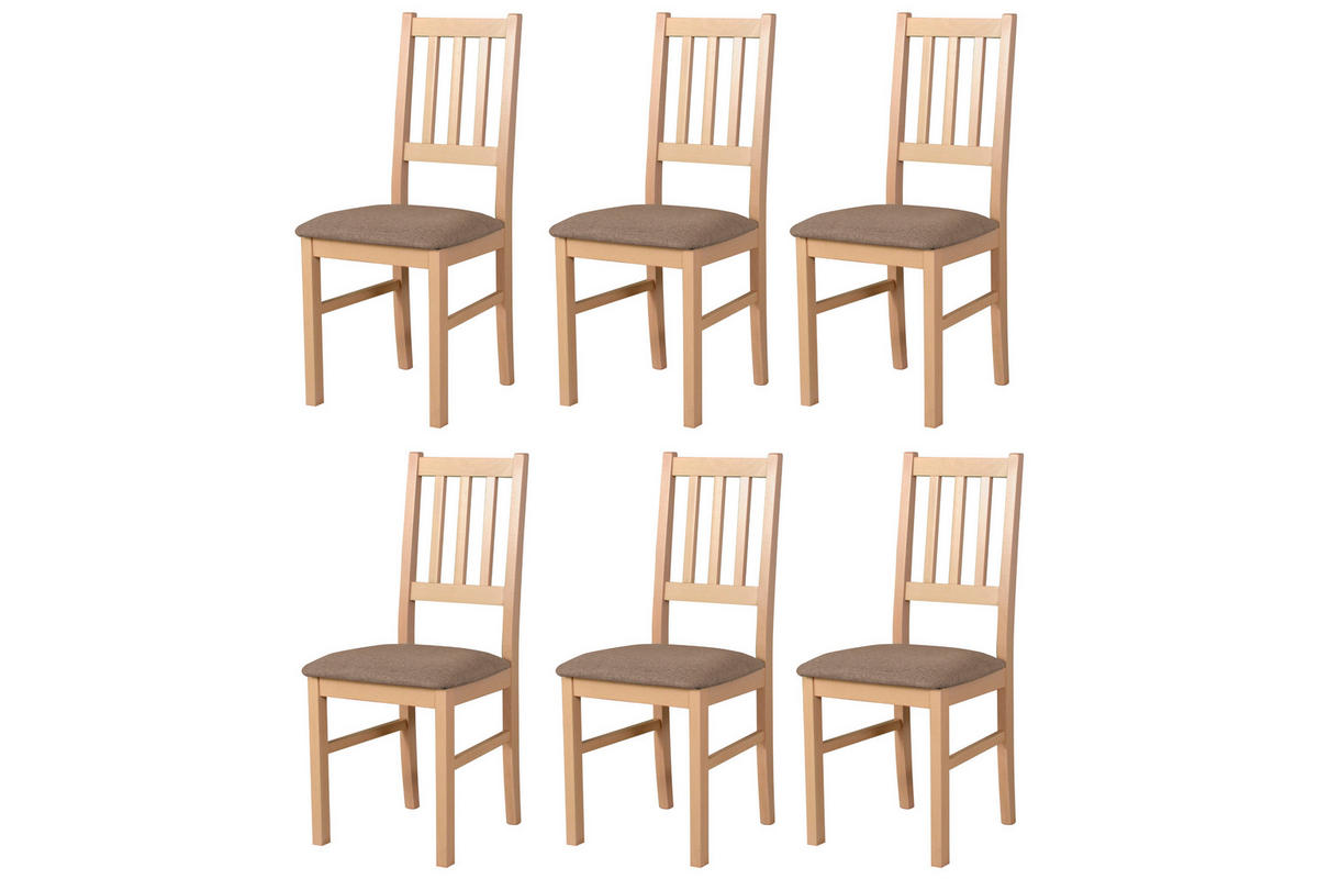 STUHL Bos 4 (6er Set) - Bronzefarben/Sonoma Eiche, Holz (43/94/40cm) - Leaf Design