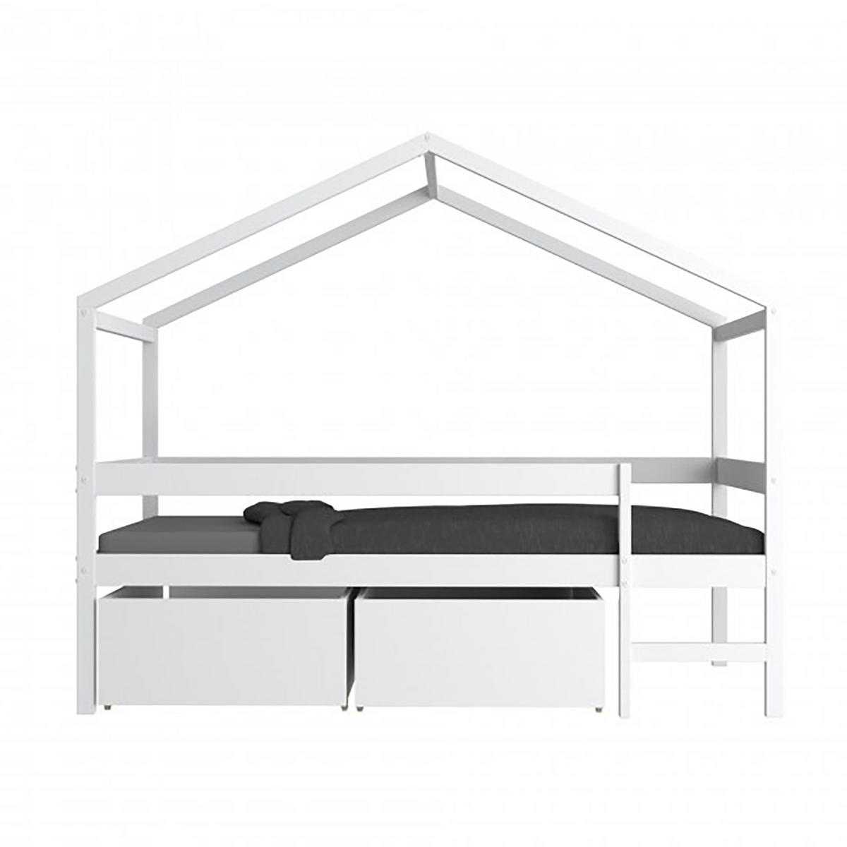 HAUSBETT MIKA mit Schubladen / Kinderbett 90x190 - Weiß - Weiß, Holz (90/190cm) - Weber Industries