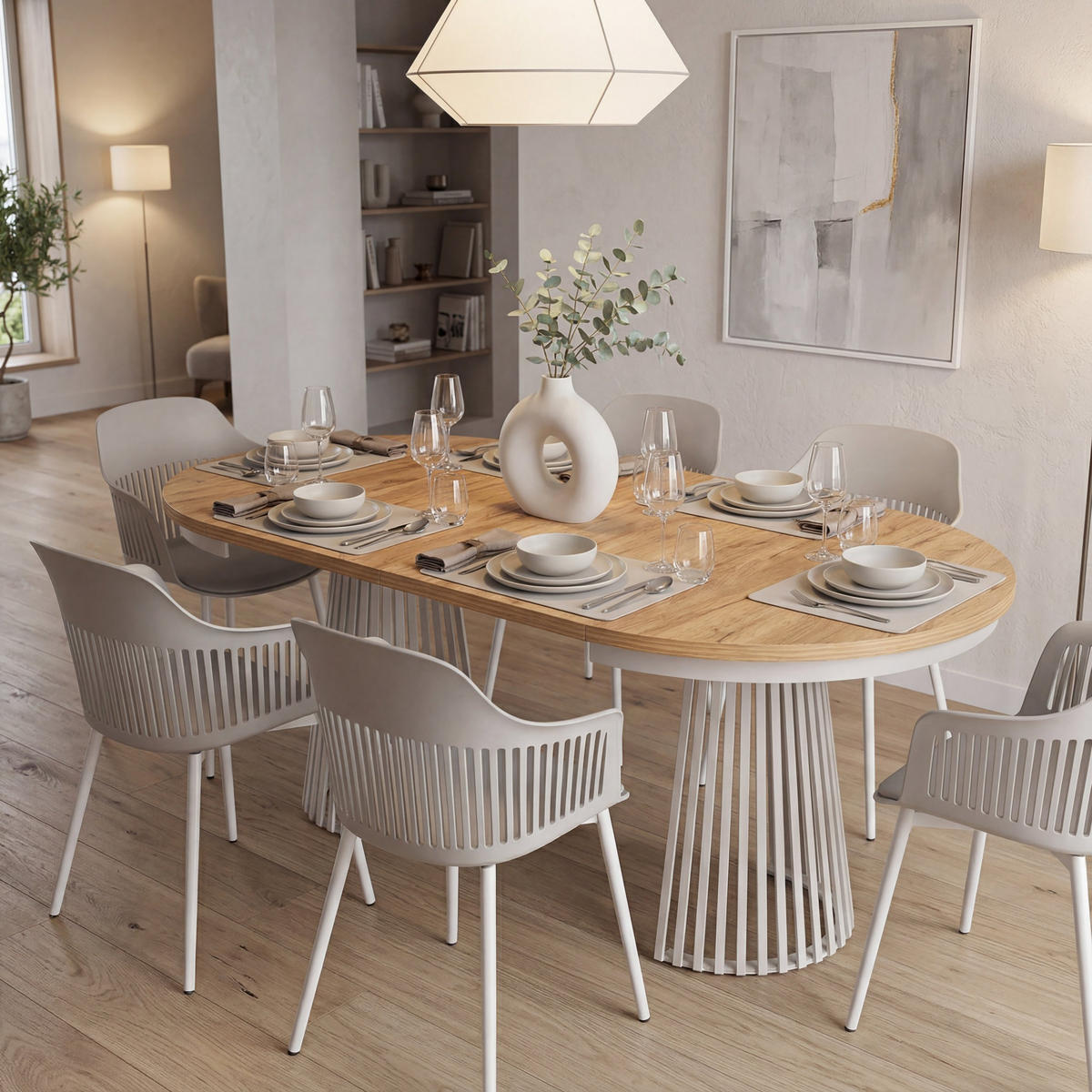 ESSTISCH TRAVIS Ausziehbar 100 - 180 / 100 x 76,6 cm - Kaschmir/Naturfarben, Holz (100/100/76.6cm) - MASSENO