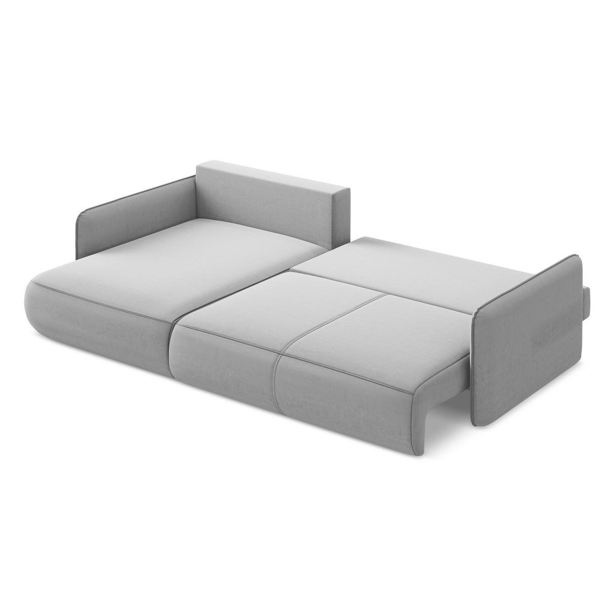 ECKSOFA mit Schlaffunktion Samt Stoff Grau - Schwarz/Grau, Kunststoff/Textil (148/240cm) - LaMiaSofa