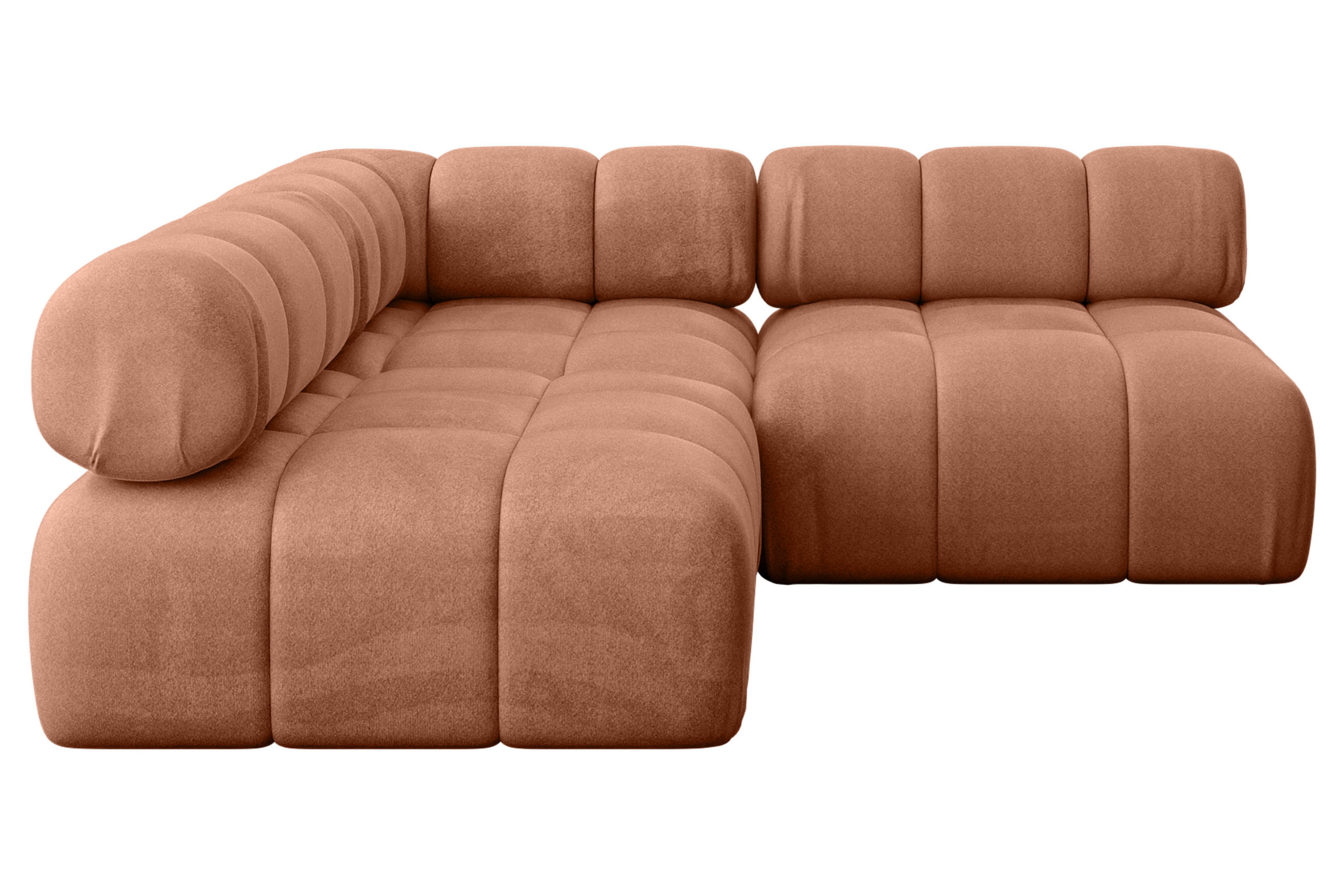 ECKSOFA modulares Sofa Samaro-L1 - 190x190x70 cm Apricot Velours - Koralle, Holzwerkstoff/Textil (190/190cm) - ALTDECOR