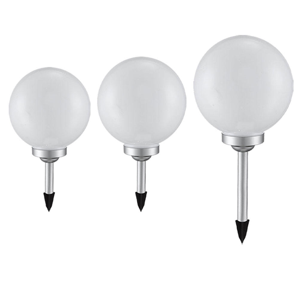 LED AUSSENLEUCHTE Kugel Weiß 3er Set - Weiß, Kunststoff (30/30/66.5cm)