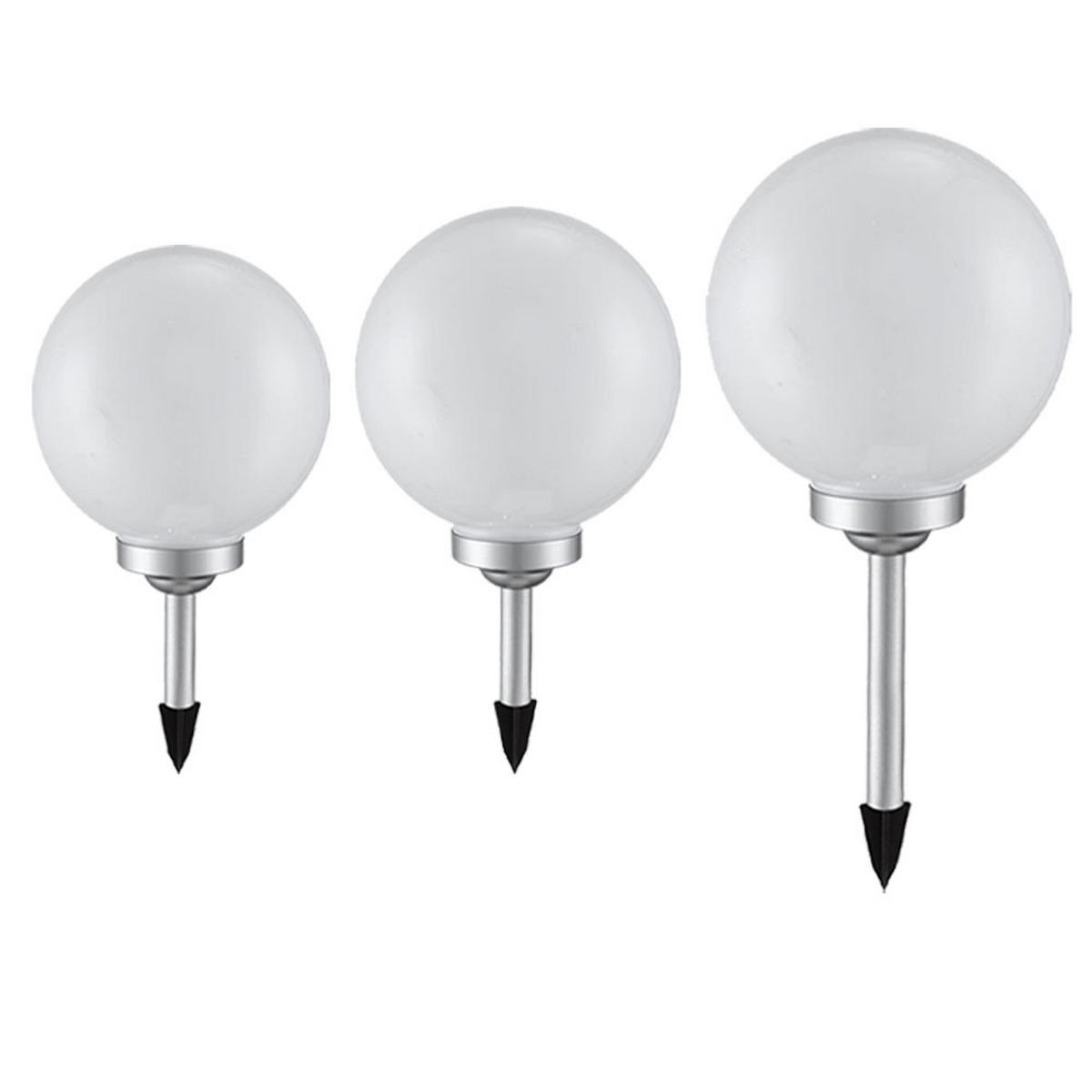 LED AUSSENLEUCHTE Kugel Weiß 3er Set - Weiß, Kunststoff (30/30/66.5cm)