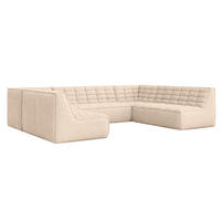 ROHOVÁ SEDAČKA U XL modulární ve tvaru U, plyšová tkanina Pop, Krémová, LAZY U XL - krémová, dřevo (346/76/253cm) - Kaiser Möbel