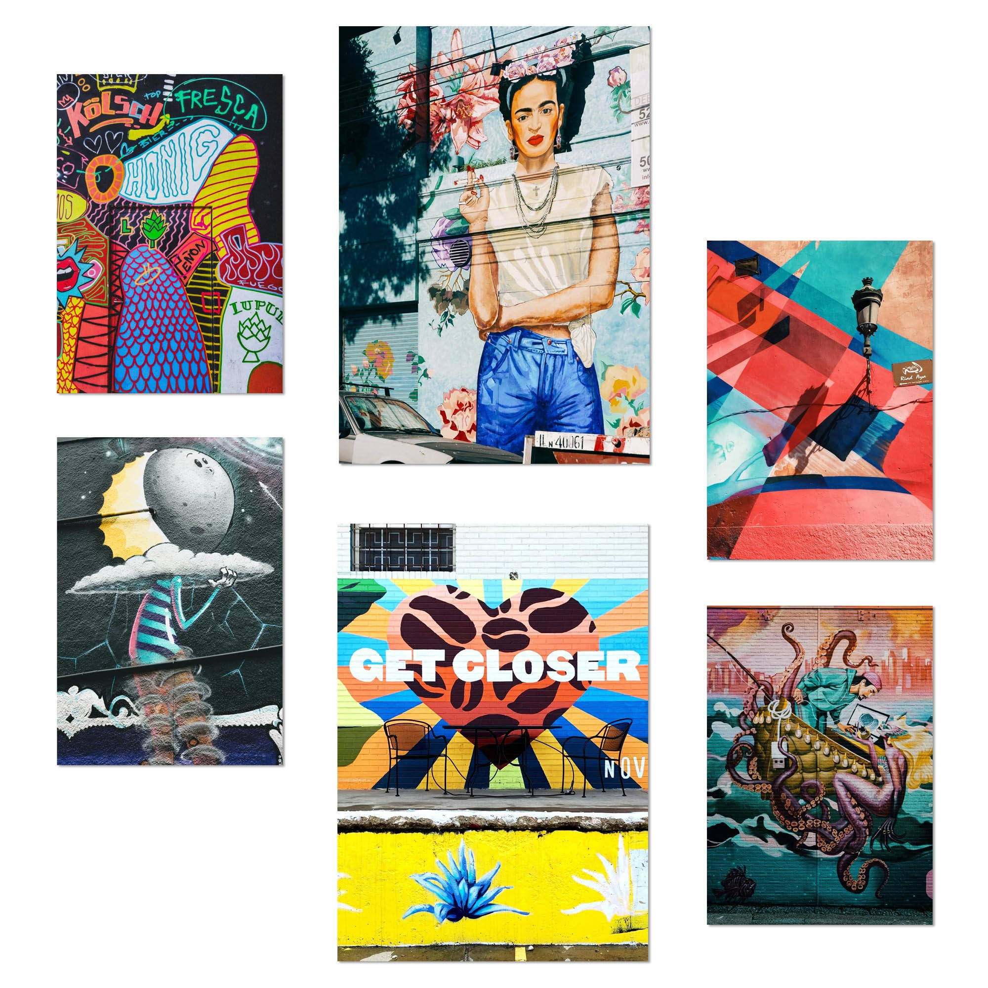 POSTER Set Mit 6 Straßengraffiti Voller Farbe Anspruch Auf Wandgemälde A3 & A4 Rahmenlos - Klar, Papier (29/3cm) - Nacnic